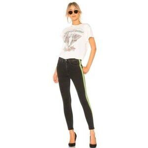 Rag & Bone NWT Mazie Black Lime Tuxedo Stripe Skinny Jeans Size 24